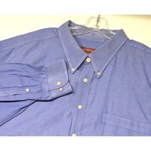 Rochester Button Down Shirt Mens 4X Blue Long Sleeve Cotton Big & Tall Pocket
